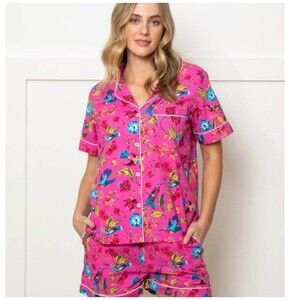 Print Fresh Pajama Short Set Womens Medium Hummingbird Haven Pink